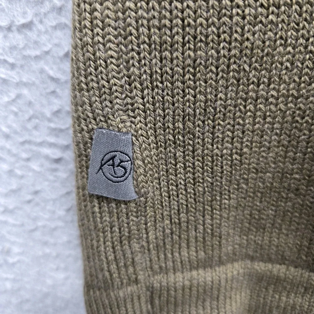 VINTAGE The North Face Men Sweatshirt L Olive A5 Wool Embroidered Quarter Zip